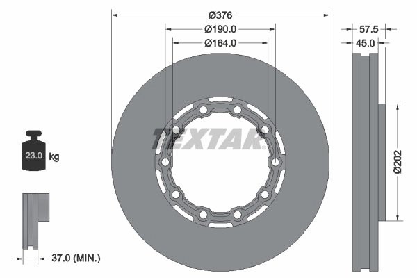 DISC FRANA TEXTAR 93193400 - Piesa auto compatibila cu mai multe marci