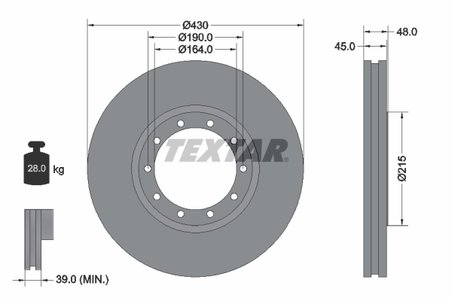 DISC FRANA TEXTAR 93193500 - Piesa auto compatibila cu mai multe marci