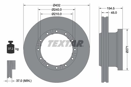 DISC FRANA TEXTAR 93253000 - Compatibil cu IVECO