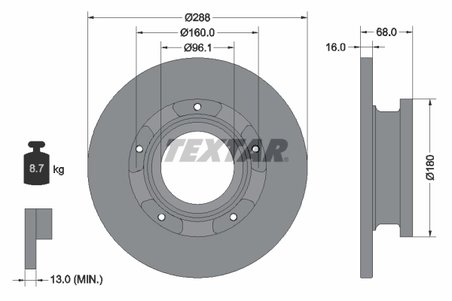 DISC FRANA TEXTAR 93260700 - Piesa auto compatibila cu mai multe marci