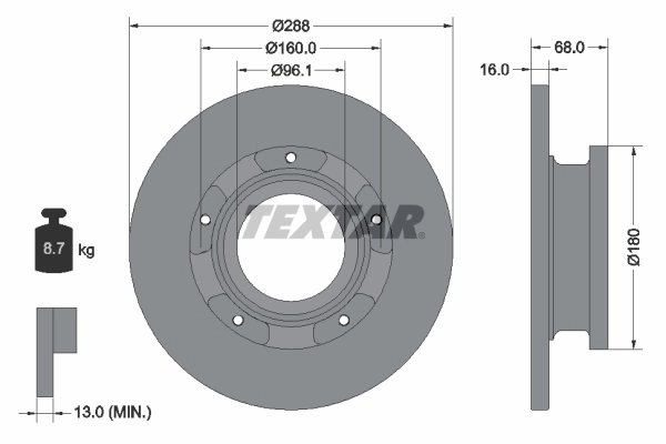 DISC FRANA TEXTAR 93260703 - Compatibil cu FORD, FORD AUSTRALIA