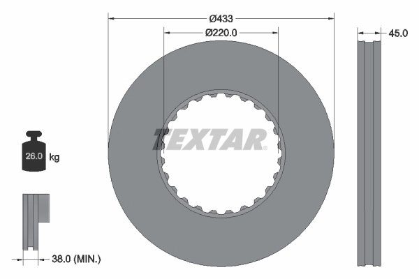 DISC FRANA TEXTAR 93272000 - Compatibil cu RENAULT TRUCKS, VOLVO