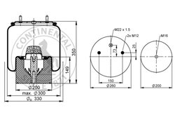 BURDUF SUSPENSIE PNEUMATICA CONTITECH AIR SPRING 940 MB P01 - Piesa auto compatibila cu mai multe marci