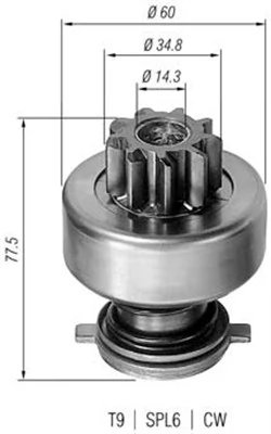 PINION ELECTROMOTOR MAGNETI MARELLI 940113020114 - Piesa auto compatibila cu mai multe marci