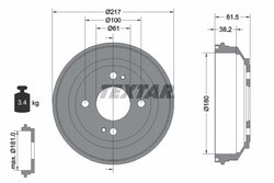TAMBUR FRANA TEXTAR 94017500 - Compatibil cu HONDA, ROVER