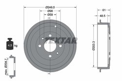 TAMBUR FRANA TEXTAR 94019900 - Compatibil cu ALFA ROMEO, CHRYSLER, FIAT, LANCIA