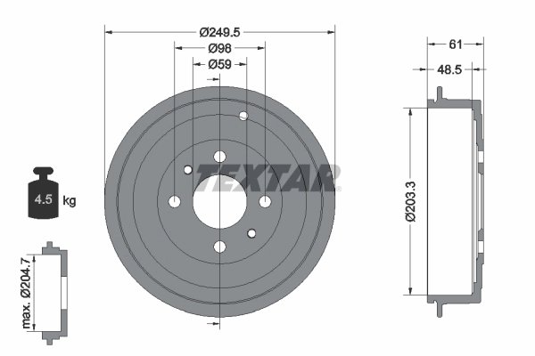 Tambur frana Textar 94019900