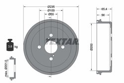 TAMBUR FRANA TEXTAR 94021200 - Compatibil cu HOLDEN, TOYOTA