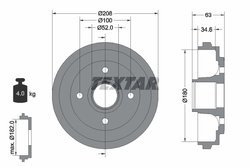 TAMBUR FRANA TEXTAR 94023900 - Compatibil cu MARUTI SUZUKI, NISSAN, OPEL, SUZUKI, VAUXHALL