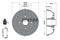 TAMBUR FRANA TEXTAR 94024100 - Compatibil cu HOLDEN, OPEL, VAUXHALL