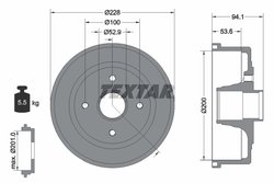TAMBUR FRANA TEXTAR 94024200 - Compatibil cu HOLDEN, OPEL, VAUXHALL