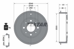 TAMBUR FRANA TEXTAR 94027600 - Compatibil cu FIAT, OPEL, VAUXHALL