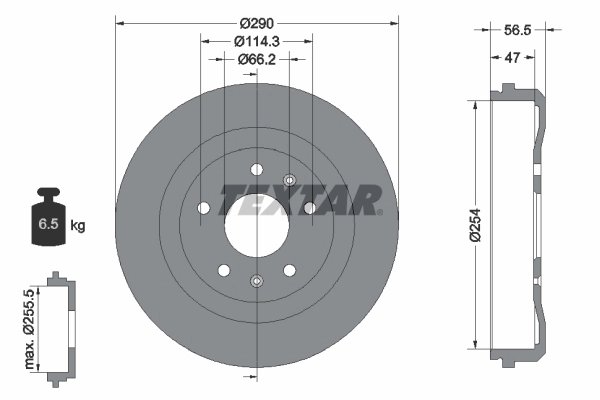 TAMBUR FRANA TEXTAR 94030900 - Compatibil cu LAND ROVER