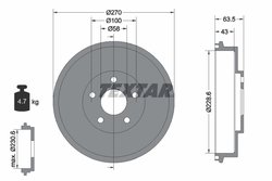 TAMBUR FRANA TEXTAR 94031000 - Compatibil cu CHEVROLET, SUBARU