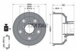 TAMBUR FRANA TEXTAR 94037200 - Compatibil cu KIA