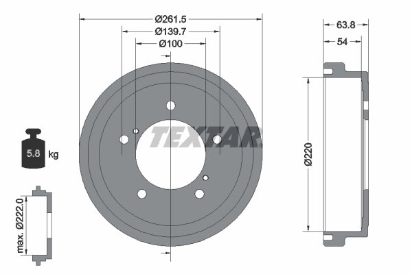 TAMBUR FRANA TEXTAR 94037800 - Compatibil cu CHEVROLET, SUZUKI