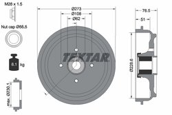 TAMBUR FRANA TEXTAR 94037900 - Compatibil cu CITROEN, DS, PEUGEOT, PEUGEOT (DF-PSA)