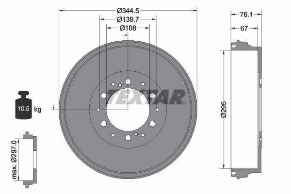 TAMBUR FRANA TEXTAR 94038800 - Compatibil cu TOYOTA