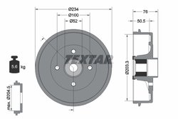 TAMBUR FRANA TEXTAR 94042400 - Compatibil cu DACIA, MAHINDRA RENAULT, NISSAN, RENAULT