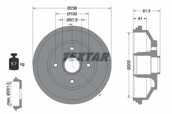 Tambur frana Textar 94043000