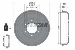 TAMBUR FRANA TEXTAR 94043300 - Compatibil cu CHEVROLET, HOLDEN, ISUZU