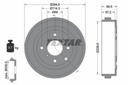 TAMBUR FRANA TEXTAR 94046400 - Compatibil cu MITSUBISHI, NISSAN