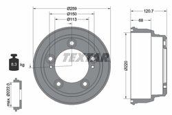 TAMBUR FRANA TEXTAR 94046600 - Compatibil cu HYUNDAI