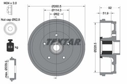 TAMBUR FRANA TEXTAR 94047500 - Compatibil cu DACIA, RENAULT
