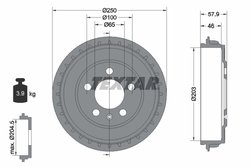 TAMBUR FRANA TEXTAR 94048200 - Compatibil cu SEAT, SKODA, VW