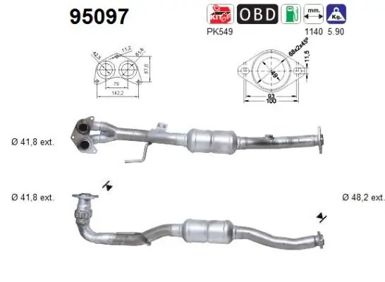 CATALIZATOR AS 95097 - Compatibil cu TOYOTA
