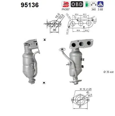 CATALIZATOR AS 95136 - Compatibil cu TOYOTA