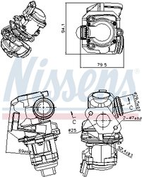 SUPAPA EGR NISSENS 98150 - Compatibil cu CITROEN, FIAT, FORD, MAZDA, MINI, PEUGEOT, SUZUKI, VOLVO