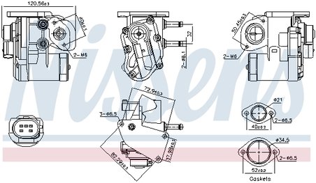 SUPAPA EGR NISSENS 98236 - Compatibil cu AUDI, SKODA, VW