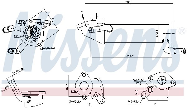 RADIATOR RECIRCULARE GAZE ESAPAMENT NISSENS 989282 - Compatibil cu CITROEN, FIAT, FORD, PEUGEOT