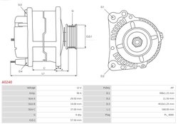 ALTERNATOR AS-PL A0240 - Compatibil cu TOYOTA