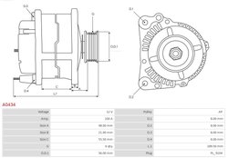 ALTERNATOR AS-PL A0434 - Compatibil cu RENAULT, VOLVO