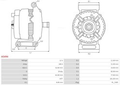 ALTERNATOR AS-PL A0494 - Compatibil cu LAND ROVER, VOLVO