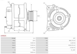 ALTERNATOR AS-PL A3502S - Compatibil cu HYUNDAI, KIA