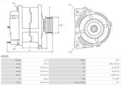 ALTERNATOR AS-PL A5155 - Compatibil cu MITSUBISHI