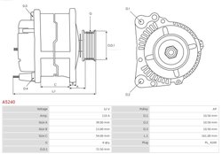 ALTERNATOR AS-PL A5240 - Compatibil cu MITSUBISHI