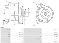 ALTERNATOR AS-PL A6139 - Compatibil cu TOYOTA, VW