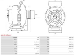 ALTERNATOR AS-PL A6269(DENSO) - Compatibil cu ABARTH, ALFA ROMEO, FIAT, FORD, LANCIA, OPEL