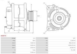 ALTERNATOR AS-PL A6567S - Compatibil cu TOYOTA