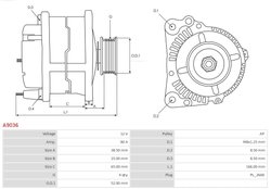 ALTERNATOR AS-PL A9036 - Compatibil cu CHEVROLET, DAEWOO