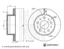 DISC FRANA BLUE PRINT ADBP430041 - Compatibil cu CITROEN, FIAT, OPEL, PEUGEOT, RAM, VAUXHALL