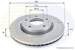 DISC FRANA COMLINE ADC1041V - Compatibil cu HYUNDAI, KIA