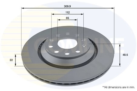 DISC FRANA COMLINE ADC1493V - Compatibil cu AUDI, CUPRA, SEAT, SKODA, VW