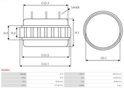 STATOR, GENERATOR AS-PL AS3001 - Piesa auto compatibila cu mai multe marci