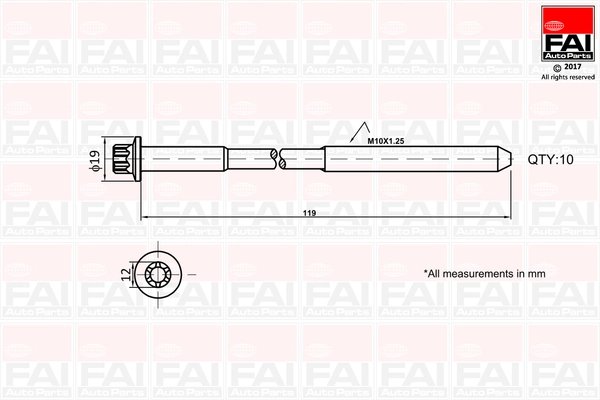 SET SURUBURI CHIULASA FAI AUTOPARTS B1321 - Compatibil cu ALFA ROMEO, CHEVROLET, CHRYSLER, CITROEN, FIAT, FORD, LANCIA, OPEL, PE