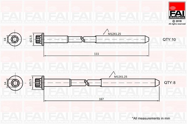 SET SURUBURI CHIULASA FAI AUTOPARTS B2124 - Compatibil cu TOYOTA